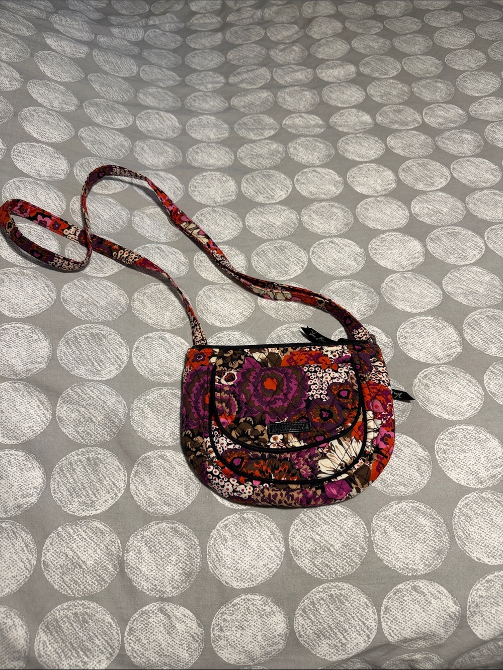 Vera Bradley Quilted Floral Crossbody Bag in Purple and Pink
